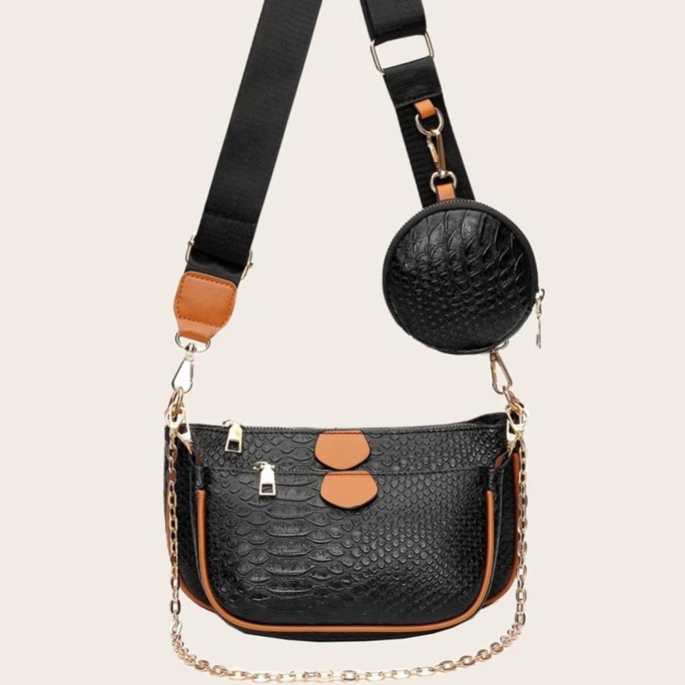 3 Pcs Snake Skin Print Bag